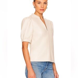 NWT Steve Madden Jane Faux Leather Top in Bone size XS